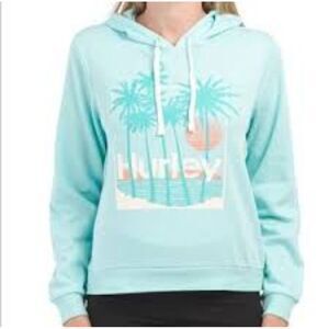 Hurley Sweatshirt Womens XS Junior Blue Green Hoodie Pullover Graphic Vacation‎